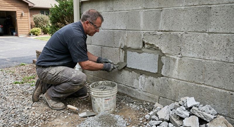 Cinder Block Wall Repair in Cushing, MN