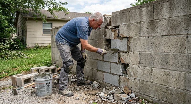 Concrete Block Wall Repair in Brainerd, MN